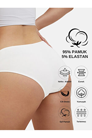 ALYA UNDERWEAR Anne Kız Kombin Pamuklu Külot - Beyaz Slip İç Çamaşırı - 5'li Paket