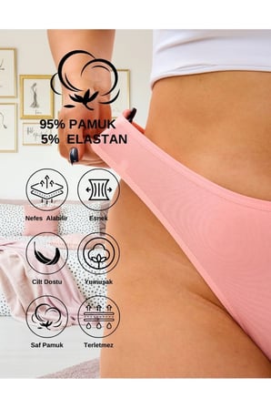 ALYA UNDERWEAR Kadın Pamuklu Tanga Külot - 5'li Paket M, P25