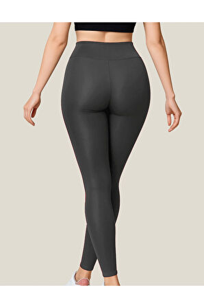 ALYA UNDERWEAR Toparlayıcı Yüksek Bel Kadın Günlük Spor Parlak Tayt ( Antrasit, Xl )