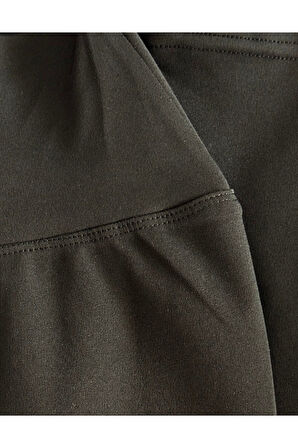 ALYA UNDERWEAR Diz Altı Kapri Tayt Yüksek Bel Likralı Parlak Dalgıç Kumaş, Antrasit (FÜME)