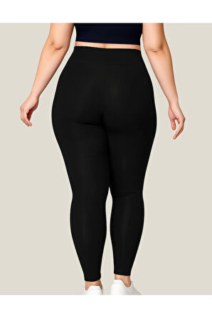 ALYA UNDERWEAR Büyük Beden Tayt Dalgıç Kumaş Yüksek Bel ( Siyah, 2xl)