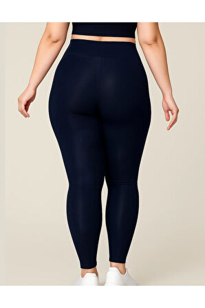ALYA UNDERWEAR Büyük Beden Tayt Dalgıç Kumaş Yüksek Bel ( Lacivert, 2xl)