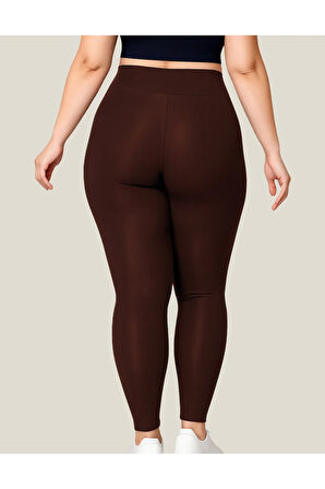 ALYA UNDERWEAR Büyük Beden Tayt Dalgıç Kumaş Yüksek Bel ( Kahverengi, 4xl)