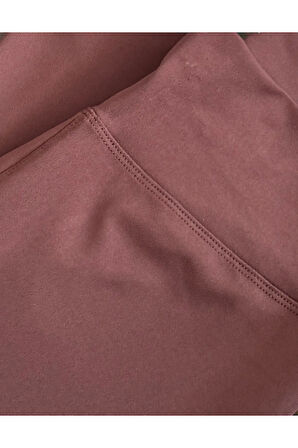 ALYA UNDERWEAR Toparlayıcı Yüksek Bel Kadın Günlük Spor Rahat Parlak Tayt ( Kahverengi, S )