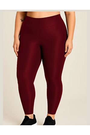 ALYA UNDERWEAR Büyük Beden Tayt Dalgıç Kumaş Yüksek Bel ( Bordo, 2xl)
