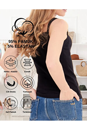 ALYA UNDERWEAR Kaşkorse Kalın Ip Askılı Atlet, Fitilli Kumaş, Likralı, Siyah, 931, XL