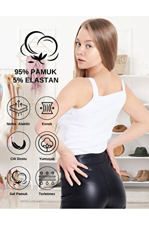 ALYA UNDERWEAR Kaşkorse Kalın İp Askılı  Atlet, Fitilli Kumaş, Likralı , Beyaz, 931, S