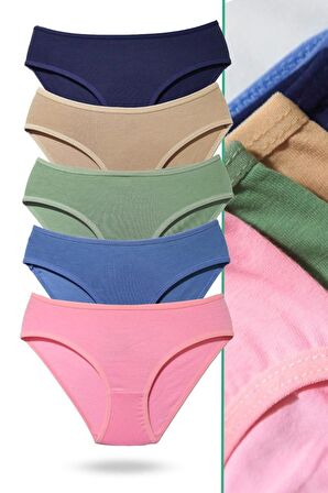 Kız Çocuk - Garson Pamuklu Kumaş Renkli Slip Külot 5'li Paket. P14