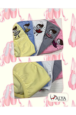 ALYA UNDERWEAR Kedi Baskılı Pamuklu Kız Çocuk Külot, Renkli Slip Külot