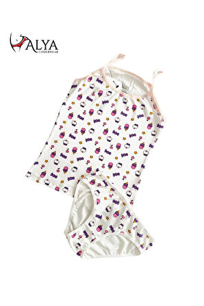 ALYA UNDERWEAR Kız Çocuk Baskılı Ip Askılı Atlet Ve Slip Takımı