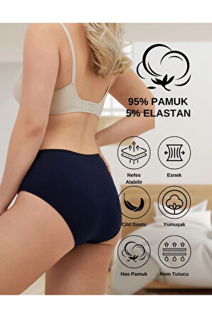 ALYA UNDERWEAR Kadın Pamuklu Bato / Hipster Külot - 5 Adet Siyah (S, M, L, XL, 2XL, 3XL, 4XL)