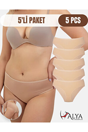 ALYA UNDERWEAR Kadın Külot, Pamuklu Bato / Hipster Külotlar - 5 Adet Ten