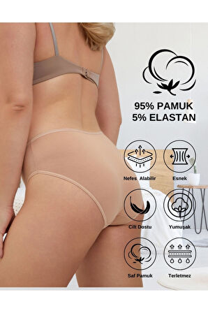 ALYA UNDERWEAR Kadın Pamuklu Bato Kesim Külot - 3 Adet Beyaz - 3'lü Paket