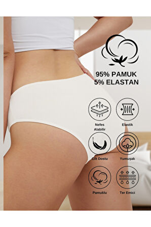 ALYA UNDERWEAR Pamuklu Kadın Külot Slip Empirme Baskılı Yüksek Bel İç Çamaşırı - 5'li Paket - Lacivert