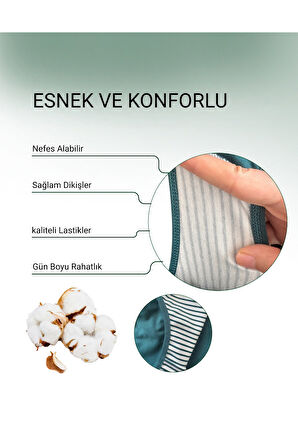 ALYA UNDERWEAR Pamuklu Kadın Külot Slip Empirme Baskılı Yüksek Bel İç Çamaşırı - 5'li Paket - Lacivert