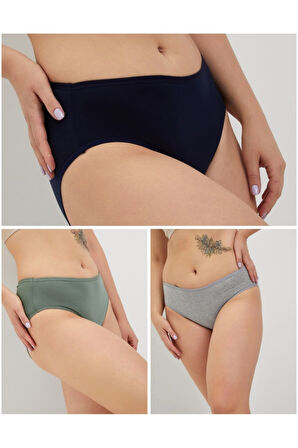 ALYA UNDERWEAR Kadın Renkli Bato  Hipster Külot (XL, 2XL, 3XL, 4XL) 7’li Paket Y15