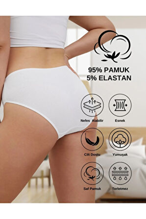 ALYA UNDERWEAR Kadın Pamuklu Bato / Hipster Külot, Fitilli Kumaş, 2 Ad. Syh, 2 Ad. Byz, 1 Ad. Ten- 5'li Paket