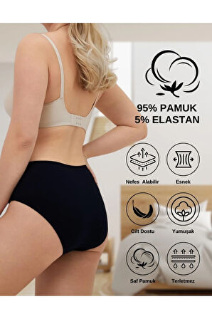 ALYA UNDERWEAR Kadın Pamuklu Bato/hipster Külot 5'li Paket - 2 Adet Siyah, 2 Adet Beyaz, 1 Adet Ten