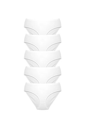 ALYA UNDERWEAR Kadın Pamuklu Bato / Hipster Külot - 5 Adet Beyaz (S, M, L, XL, 2XL, 3XL)