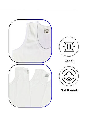 ALYA UNDERWEAR Erkek Çocuk Pamuk Ribana Atlet Oval Yaka 3'lü Paket - 3 Adet Beyaz ( 9-10 Yaş )