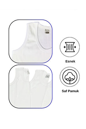 ALYA UNDERWEAR Erkek Çocuk Pamuk Ribana Atlet Oval Yaka 3'lü Paket - 3 Adet Beyaz ( 7-8 Yaş )