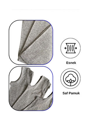 ALYA UNDERWEAR Erkek Çocuk Pamuk Ribana Atlet Oval Yaka 3'lü Paket- 3 Adet Gri Melanj ( 5-6 Yaş )