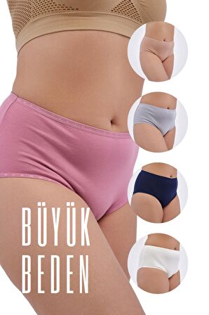 Kadın Büyük Beden Külot Full Brief (5XL, 6XL, 7XL) 5 Farklı Renk 1 Pakette