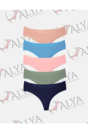 ALYA UNDERWEAR Kadın Külot Yüksek Bel Tanga, Toparlayıcı, String Iç Çamaşırı - Renkli (S, M, L, XL, 2XL) - 5 Adet