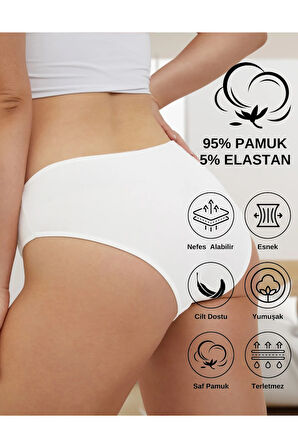 ALYA UNDERWEAR Kadın Renkli Standart Bel Slip Külot Pamuklu Iç Çamaşırı -  5'li Paket