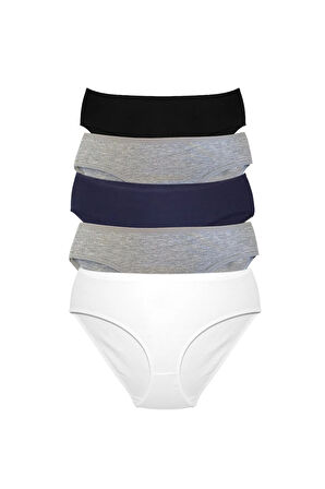 ALYA UNDERWEAR Kadın Renkli Standart Bel Slip Külot Pamuklu Iç Çamaşırı -  5'li Paket