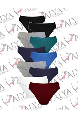 ALYA UNDERWEAR Kadın Pamuklu Pamuklu Slip Renkli 10'lu Paket Yüksek Bel Iç Çamaşırı (MULTİCOLOR - X39)