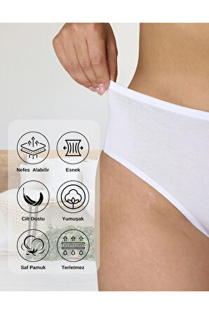 ALYA UNDERWEAR Kadın Külot Yüksek Bel Tanga, Toparlayıcı, String Iç Çamaşırı- 5 Adet Beyaz - 5 Adet 401p