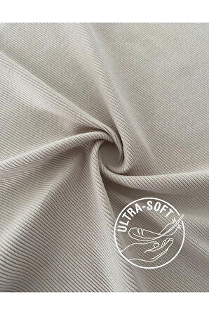 ALYA UNDERWEAR Kaşkorse Tam Boğazlı Body Sweatshirt, Fitilli Kumaş, Likralı, Gül Kurusu