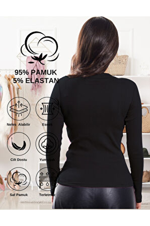 ALYA UNDERWEAR Pamuklu Kaşkorse V Yaka Body Sweatshirt, Fitilli Kumaş Likralı Bluz, Asker Yeşili Badi