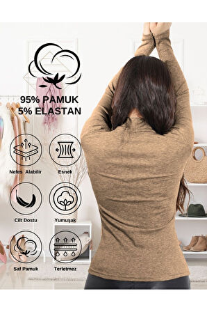 ALYA UNDERWEAR Kaşkorse Yarım Boğaz Body Sweatshirt, Fitilli Kumaş, Likralı, Bordo