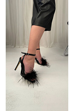 Diva Tüylü Stiletto Siyah