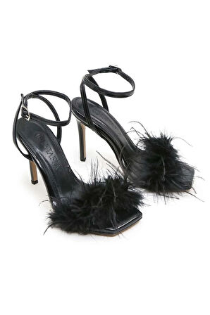 Diva Tüylü Stiletto Siyah