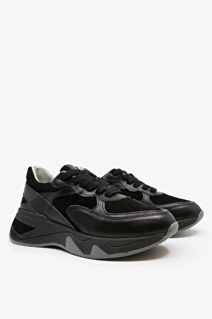 114 Hakiki Deri Kadın Sneaker Siyah