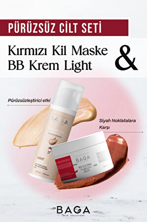 Baga Kırmızı Kil Maske & BB Krem Light İkili Set