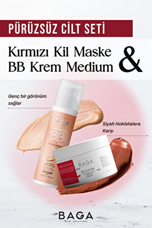 Baga Kırmızı Kil Maske & BB Krem Medium İkili Set