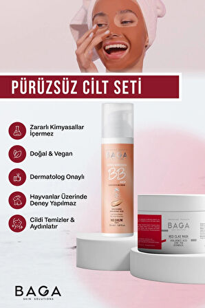 Baga Kırmızı Kil Maske & BB Krem Medium İkili Set