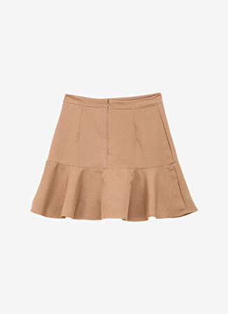People By Fabrika Yüksek Bel Deve Tüyü Kadın Düz Kısa Etek PBF3W-ETK-001