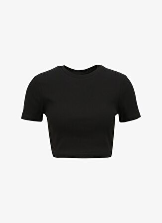 Fabrika Bisiklet Yaka Fitilli Siyah Kadın T-Shirt F4SL-TST0337