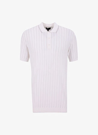 Kırık Beyaz Erkek Polo Yaka Basic Rayon Karışımlı Kazak F4SM-KZK 0713