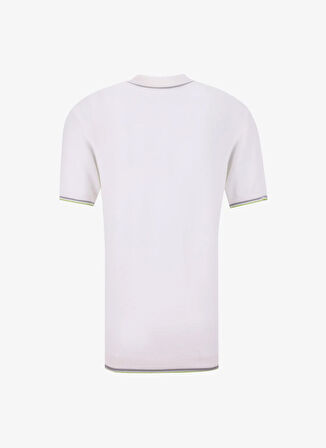Polo Yaka Regular Fit Jakarlı Kırık Beyaz Erkek Rayon Karışımlı Kazak FC4SM-KZK 0781