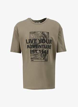 Jeep Haki Erkek Bisiklet Yaka Loose Fit Baskılı T-Shirt C4SM-TST4533