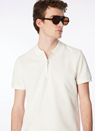 Fabrika Comfort Düz Kırık Beyaz Erkek Polo T-Shirt FC4SM-TST 0705