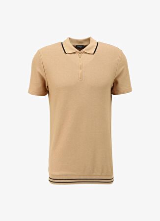 Fabrika Deve Tüyü Erkek Basic Jakarlı Polo T-Shirt LUCAS