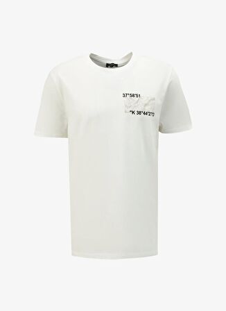 Fabrika Kırık Beyaz Erkek O Yaka Relaxed Baskılı T-Shirt FS4SM-TST 0517