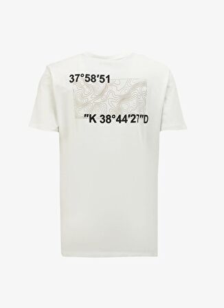 Fabrika Kırık Beyaz Erkek O Yaka Relaxed Baskılı T-Shirt FS4SM-TST 0517